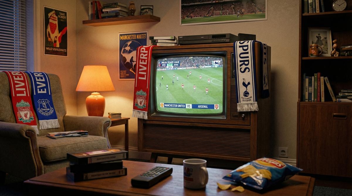 复古电视播放英超赛事画面 - bb体育