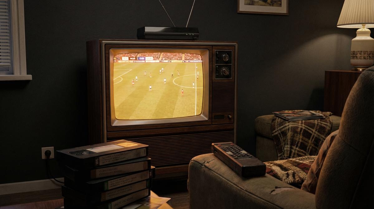 复古电视机播放足球直播画面 - bb体育