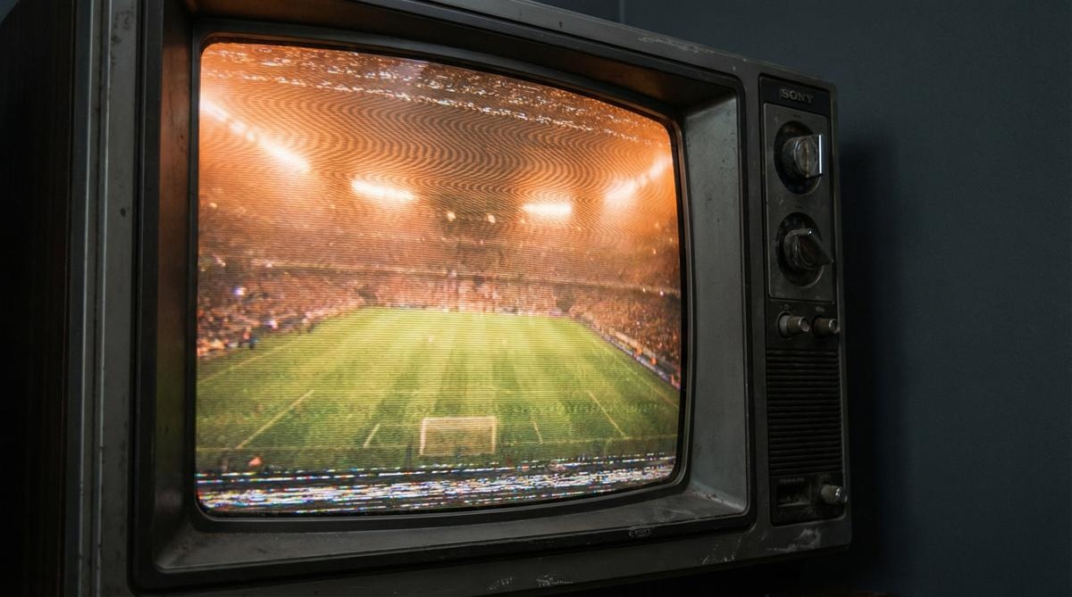 复古电视框架内的足球场画面 - bb体育
